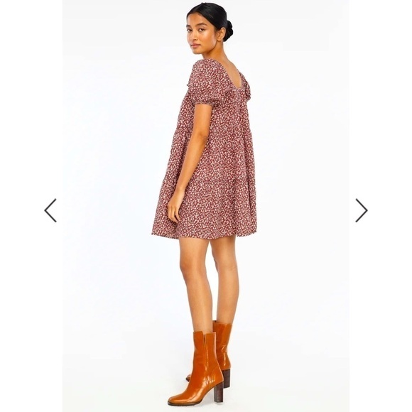 NWT Anthropologie LACAUSA Playa Mini Dress in Cocoa Mushroom Print Size Medium - Picture 9 of 15